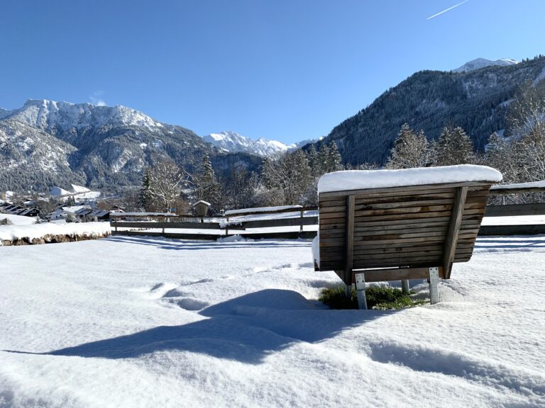 Aussicht in die verschneiten Berge